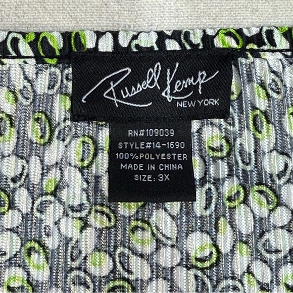 Russell Kemp Black, Green & White Blouse - Size 3X - Picture 5 of 13